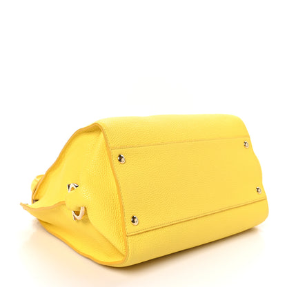 Salvatore Ferragamo Calfskin Sofia Gancini Satchel Yellow 4 of 10