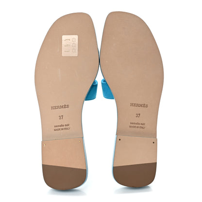 Hermes Suede Goatskin Oran Sandals 37 Bleu Vif 5 of 9