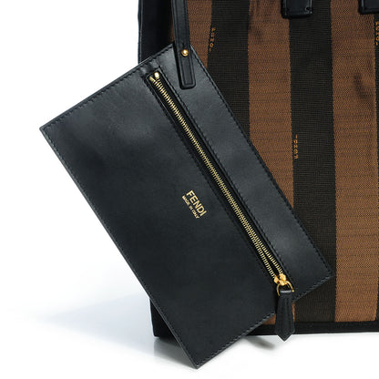 Fendi Canvas Pequin Small Shopping Tote Tobacco 3 of 12