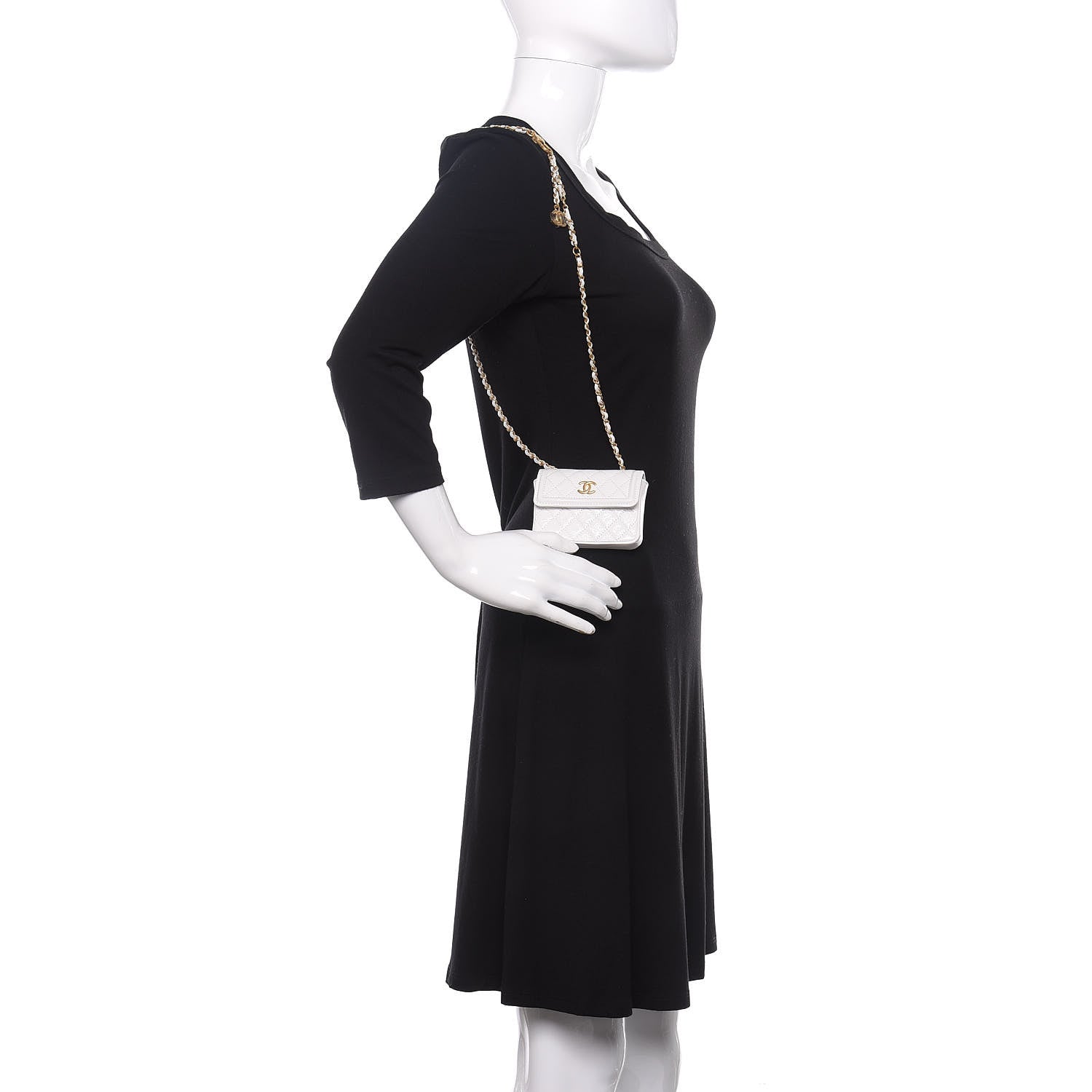 Chanel Shiny Aged Calfskin Quilted Waist Belt Bag White 2 of 12