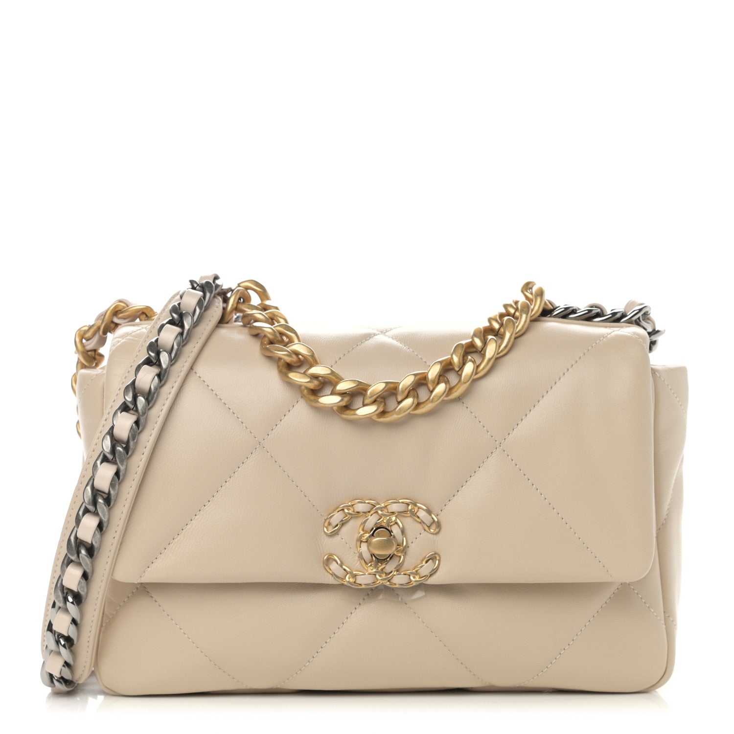 Chanel Goatskin Quilted Medium Chanel 19 Flap Beige 1 of 11