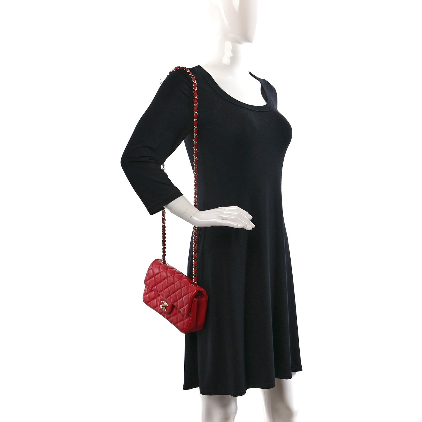 Lambskin Quilted Mini Rectangular Flap Red