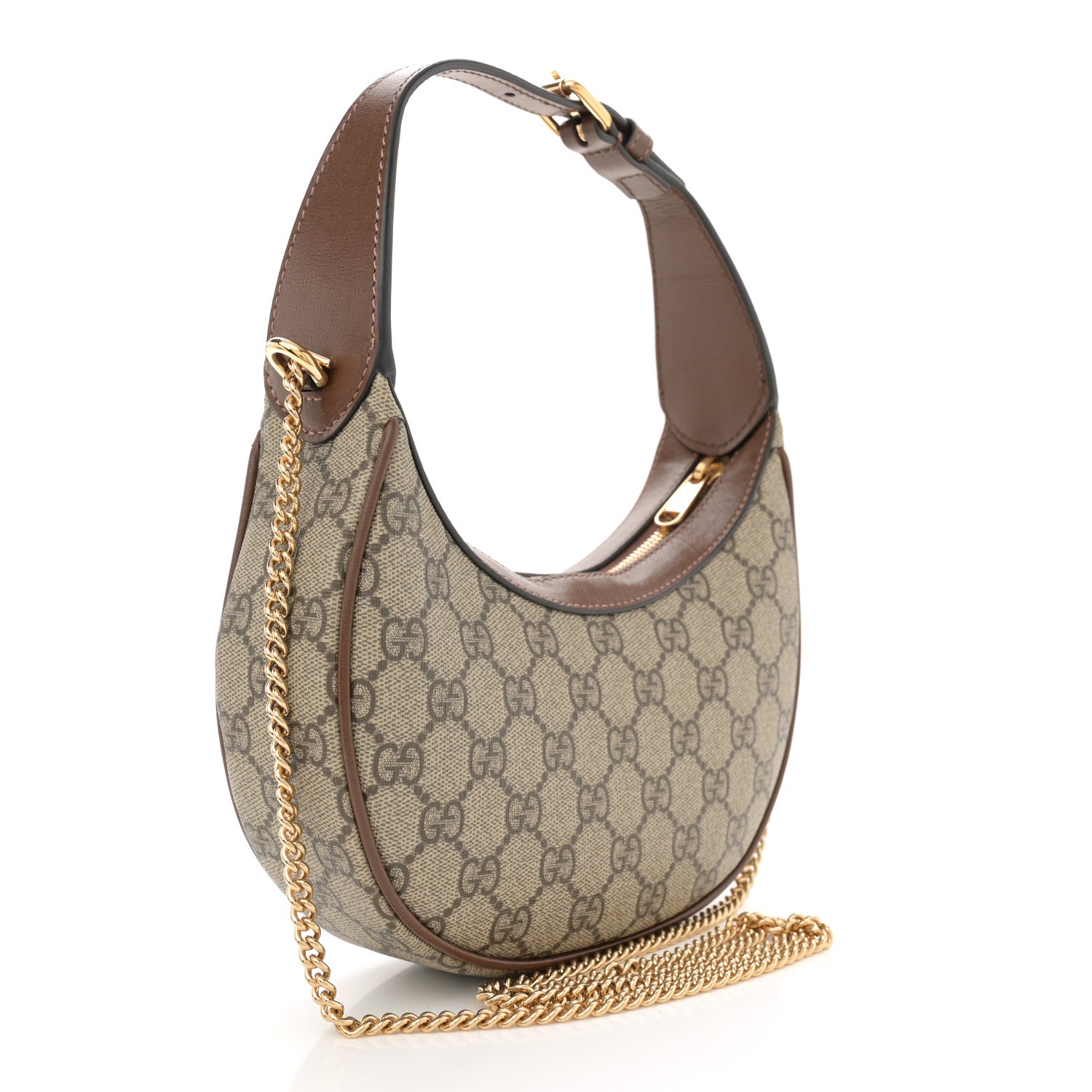 Gucci GG Supreme Monogram Azalea Calfskin Mini Retro Interlocking G Half Moon Bag Beige Ebony Brown Sugar Beige Ebony Brown Sugar 3 of 10