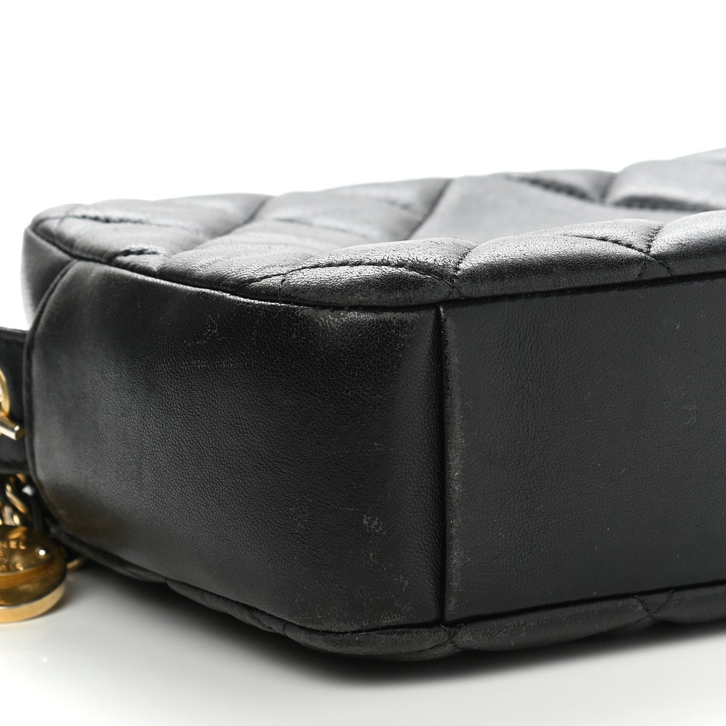 Lambskin Quilted Small Diamond CC Camera Case Black