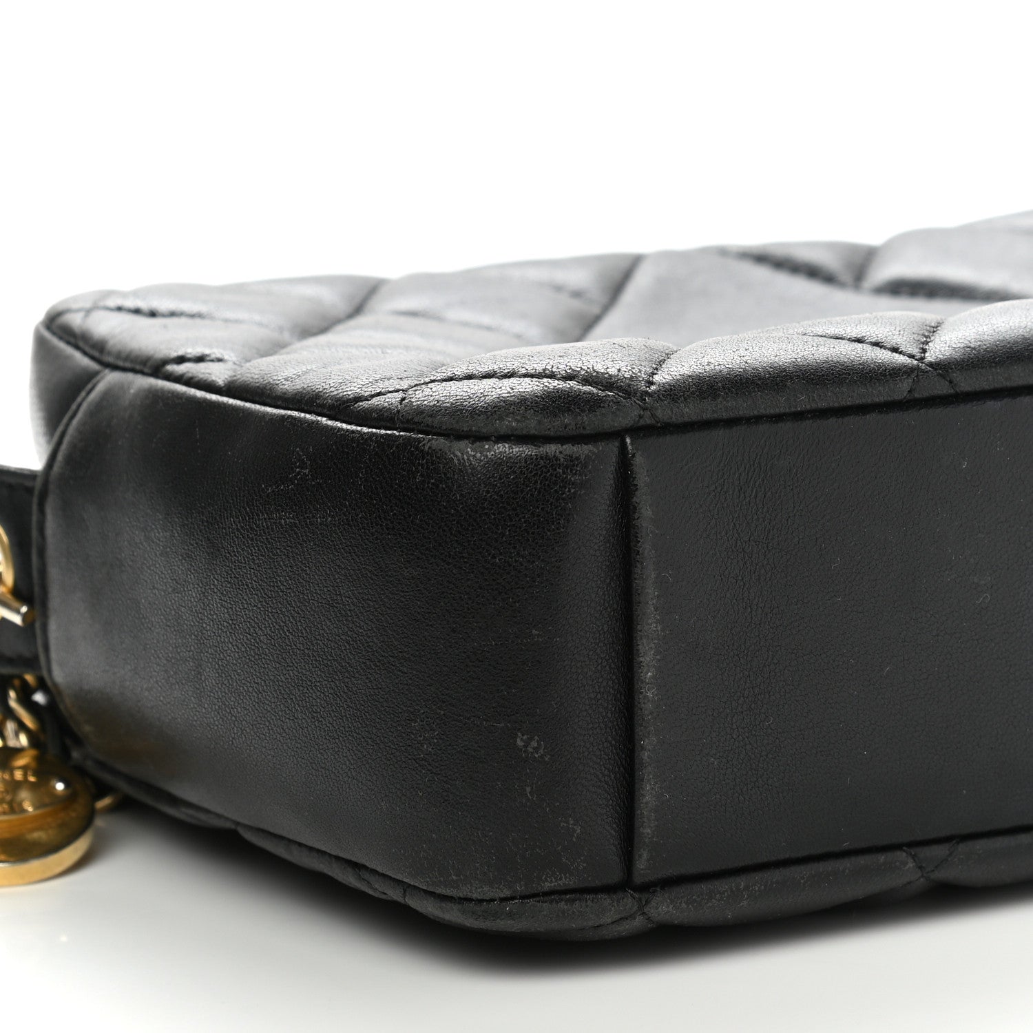 Chanel Lambskin Quilted Small Diamond CC Camera Case Black 11 of 12
