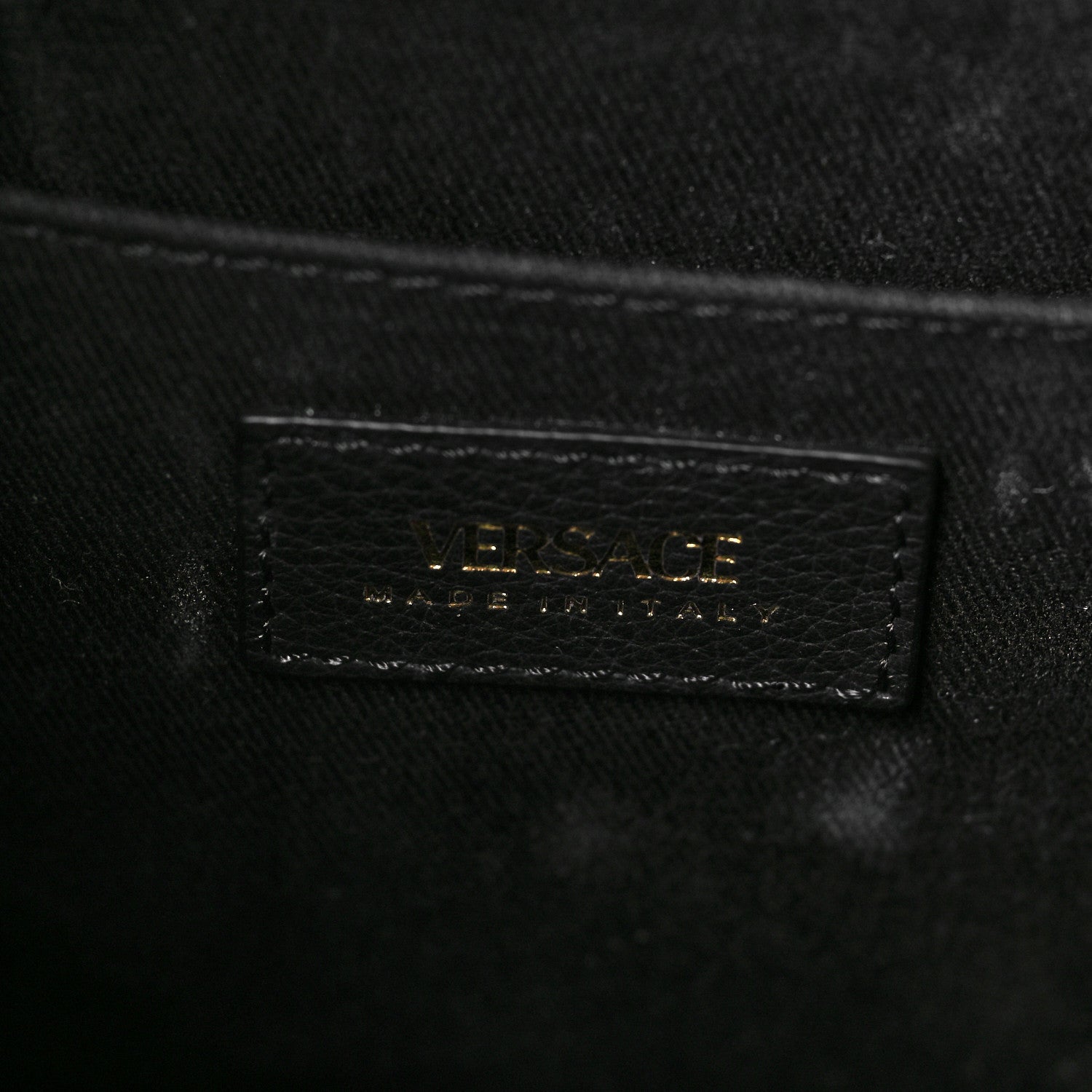 Versace Grained Calfskin Large Virtus Top Handle Shoulder Bag Black 5 of 5