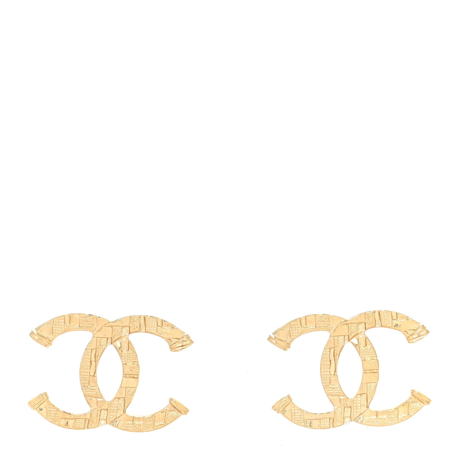 Chanel Metal Textured CC Earrings Gold 1 of 4