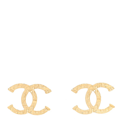 Chanel Metal Textured CC Earrings Gold 1 of 4