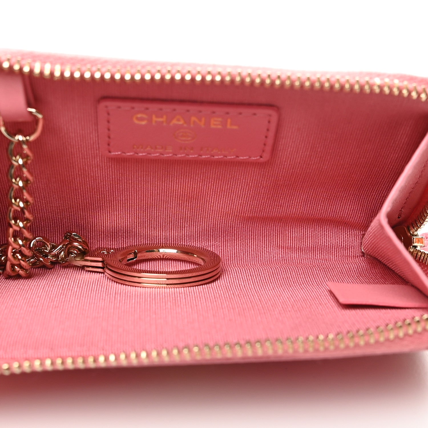 Chanel Caviar Camellia Embossed Key Holder Case Pink 5 of 9