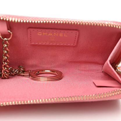 Chanel Caviar Camellia Embossed Key Holder Case Pink 5 of 9