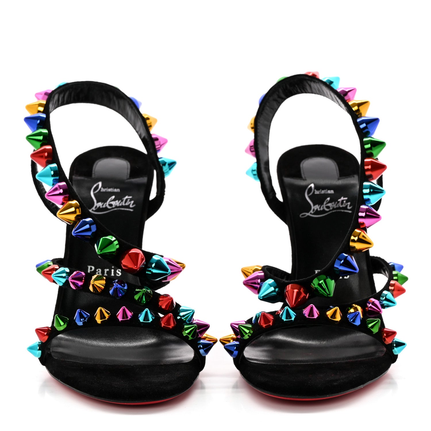 Christian Louboutin Suede Spikita 100 Sandals 39 Black Multicolor 2 of 10