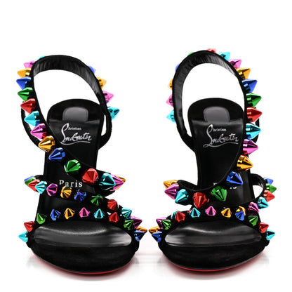 Christian Louboutin Suede Spikita 100 Sandals 39 Black Multicolor 2 of 10