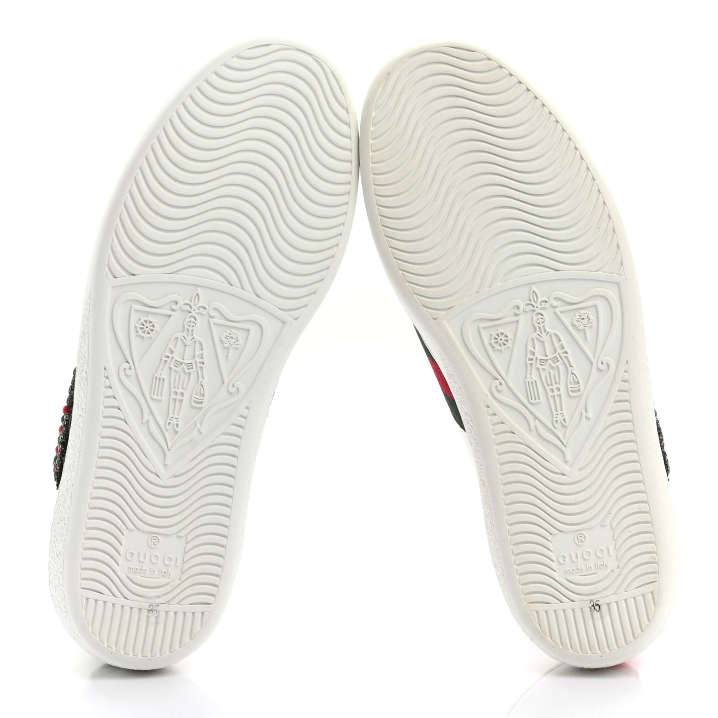 Calfskin Web Studded Womens Arrow Ace Sneakers 35 White