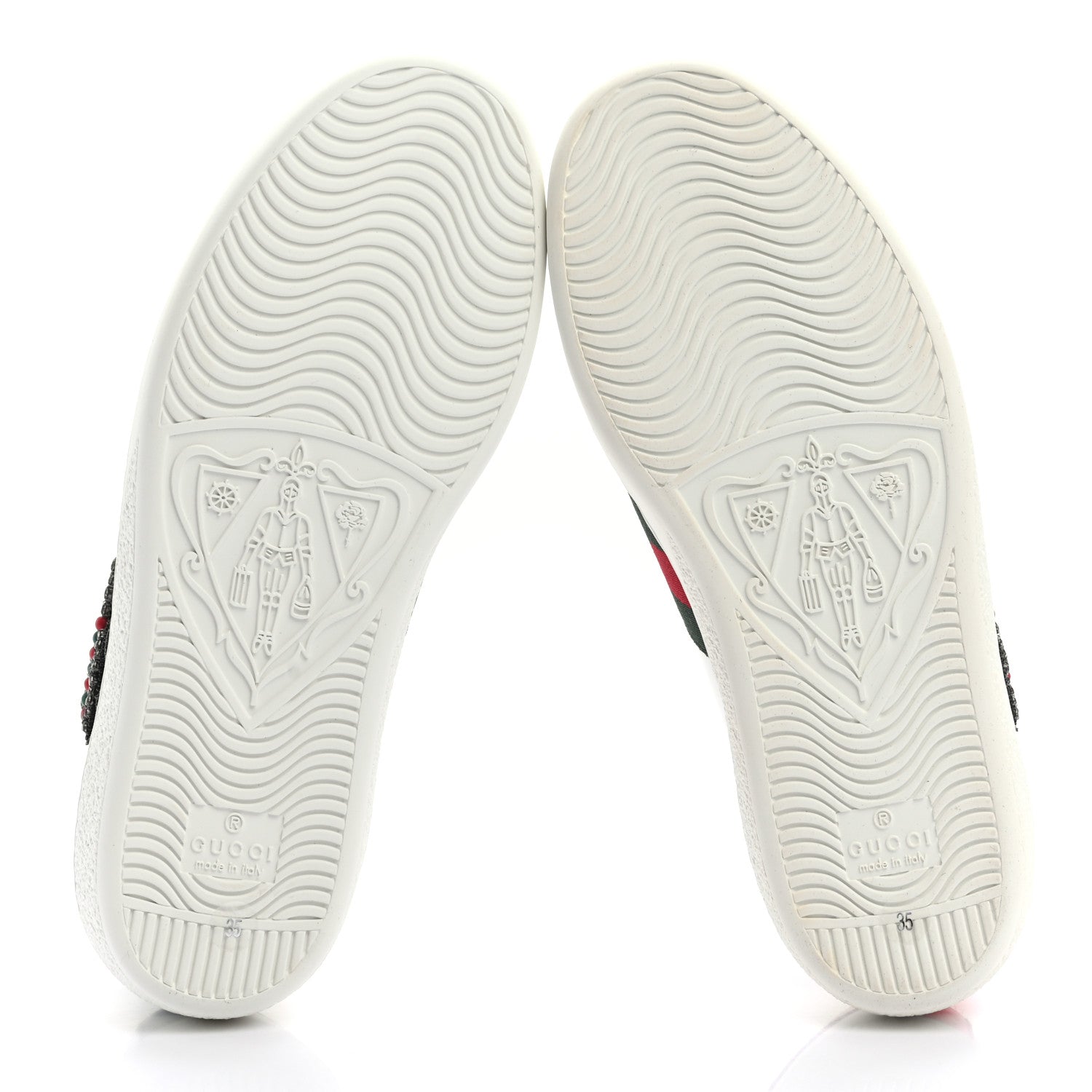 Gucci Calfskin Web Studded Womens Arrow Ace Sneakers 35 White 5 of 8