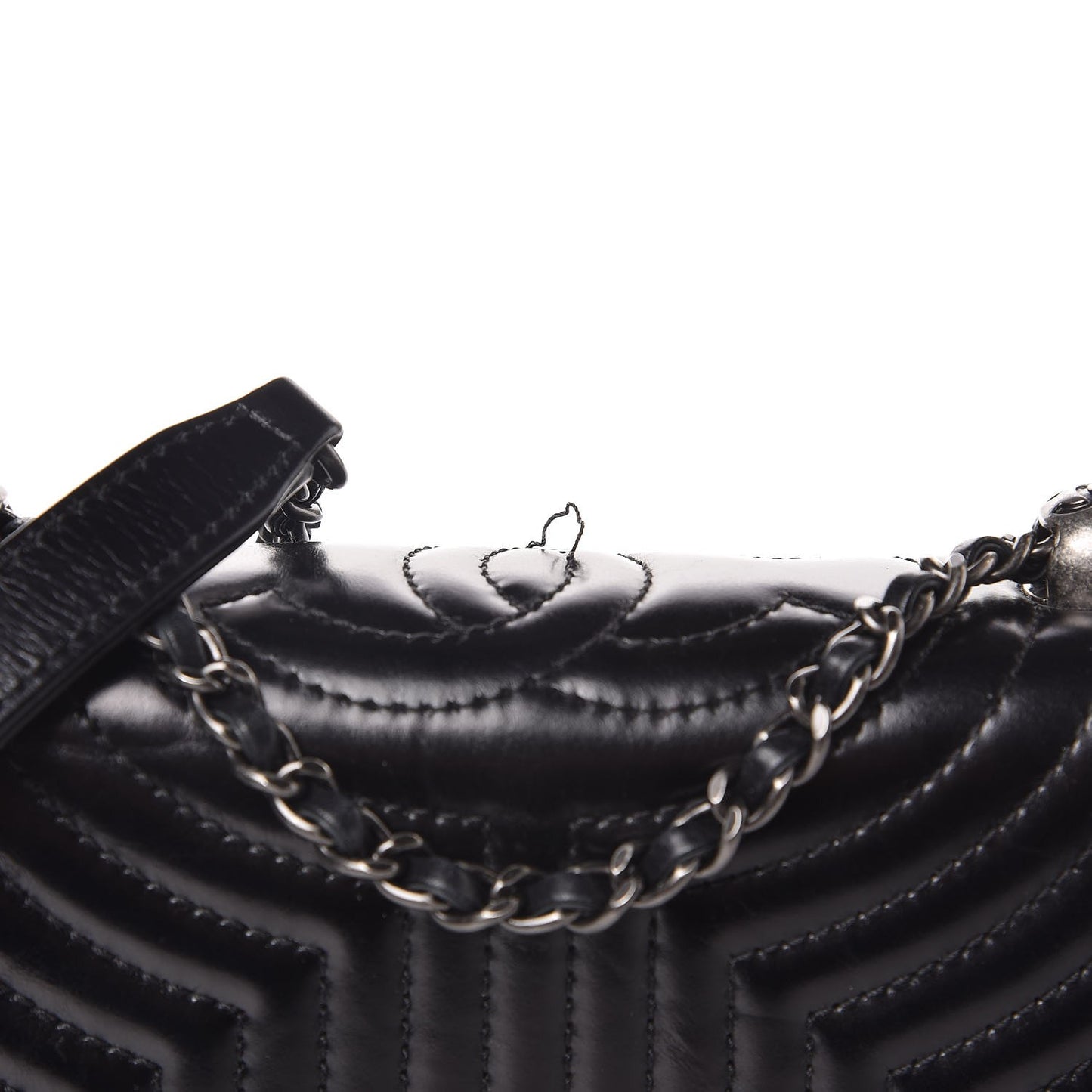 Glazed Calfskin Quilted Small Korean Garden Flap Black