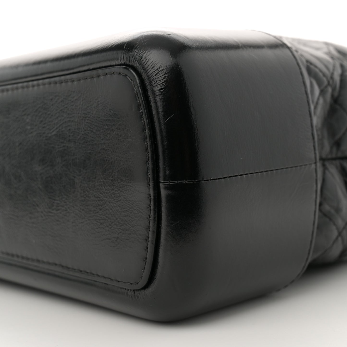 Aged Calfskin Quilted Large Gabrielle Shopping Tote Black