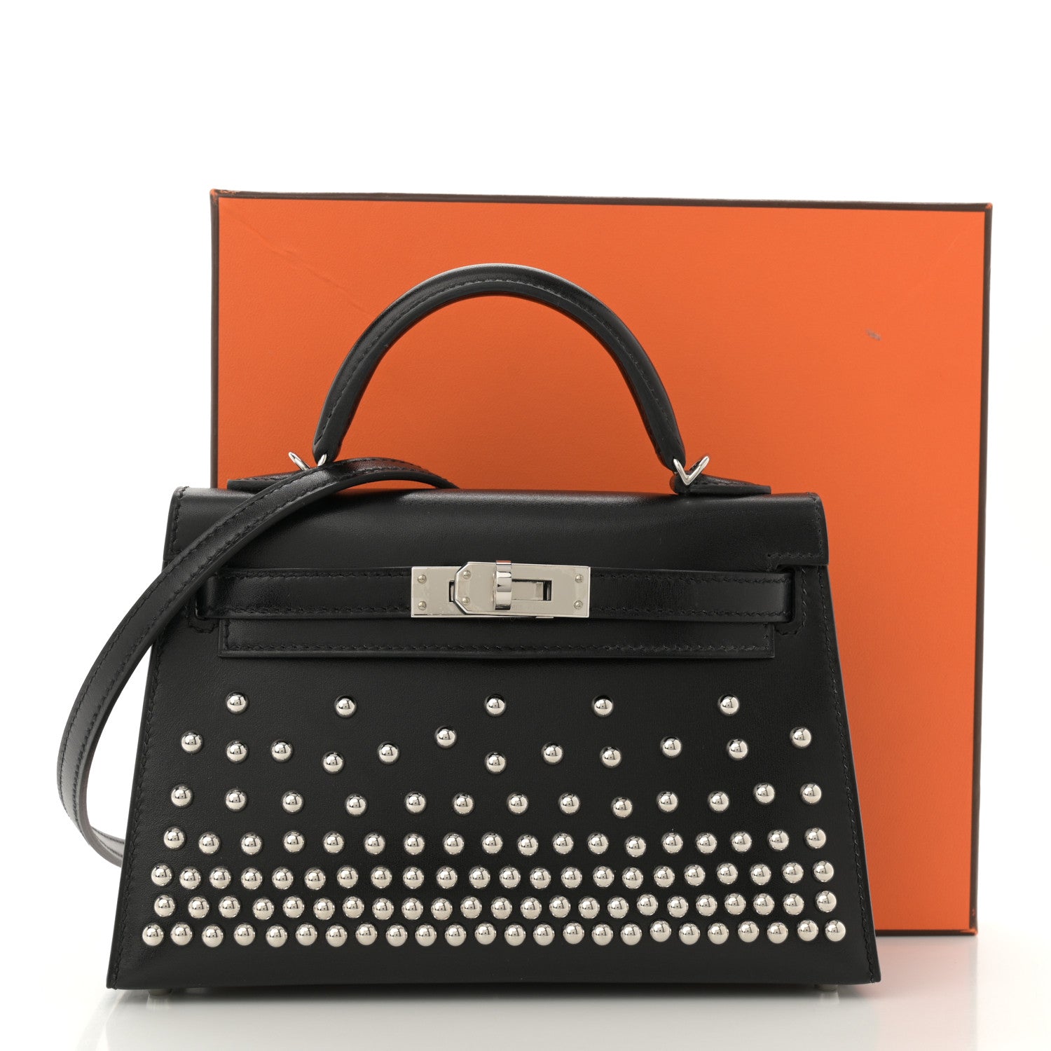 Hermes Box Studded Clouté Mini Kelly Sellier 20 Black 11 of 11