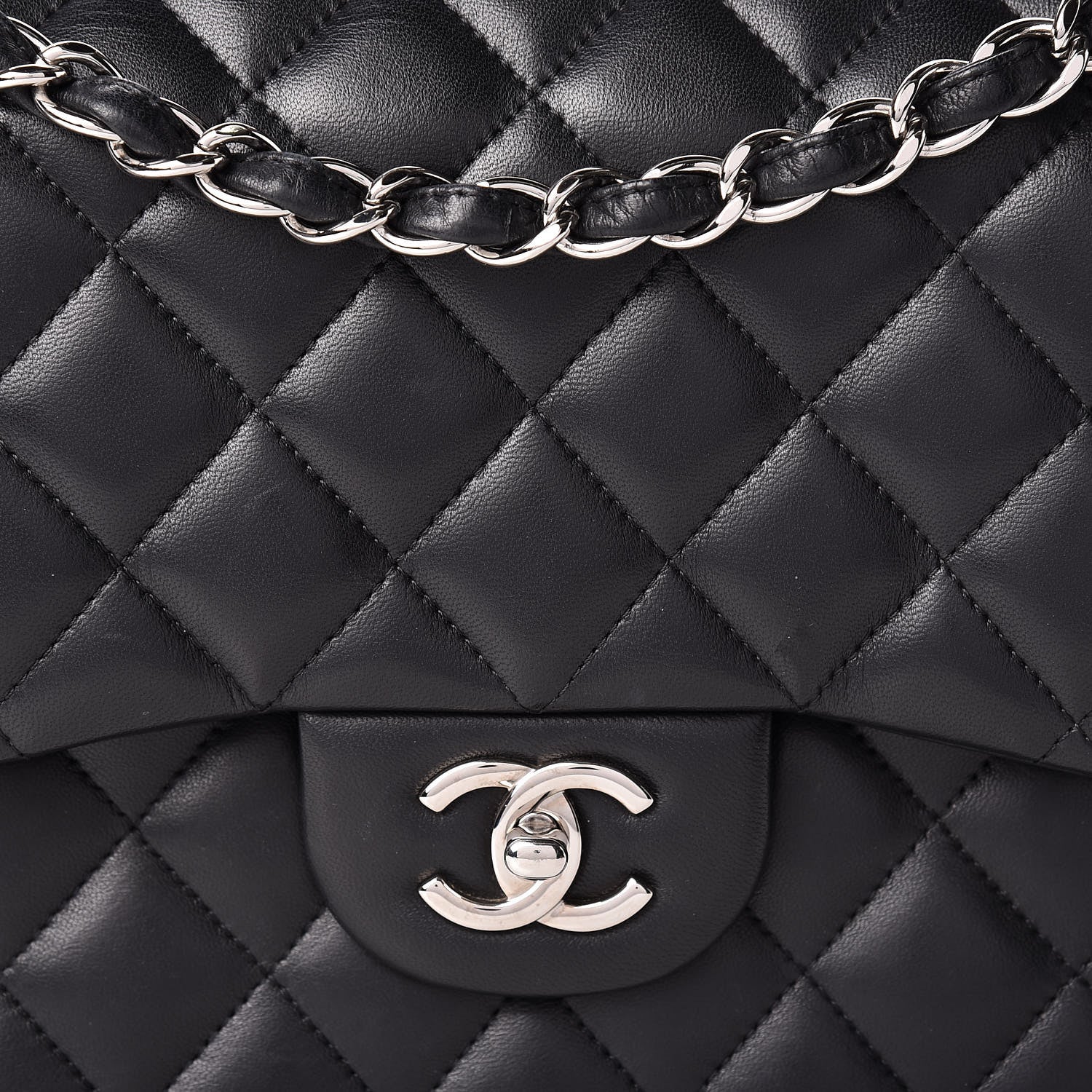 Chanel Lambskin Quilted Jumbo Double Flap Black 9 of 12