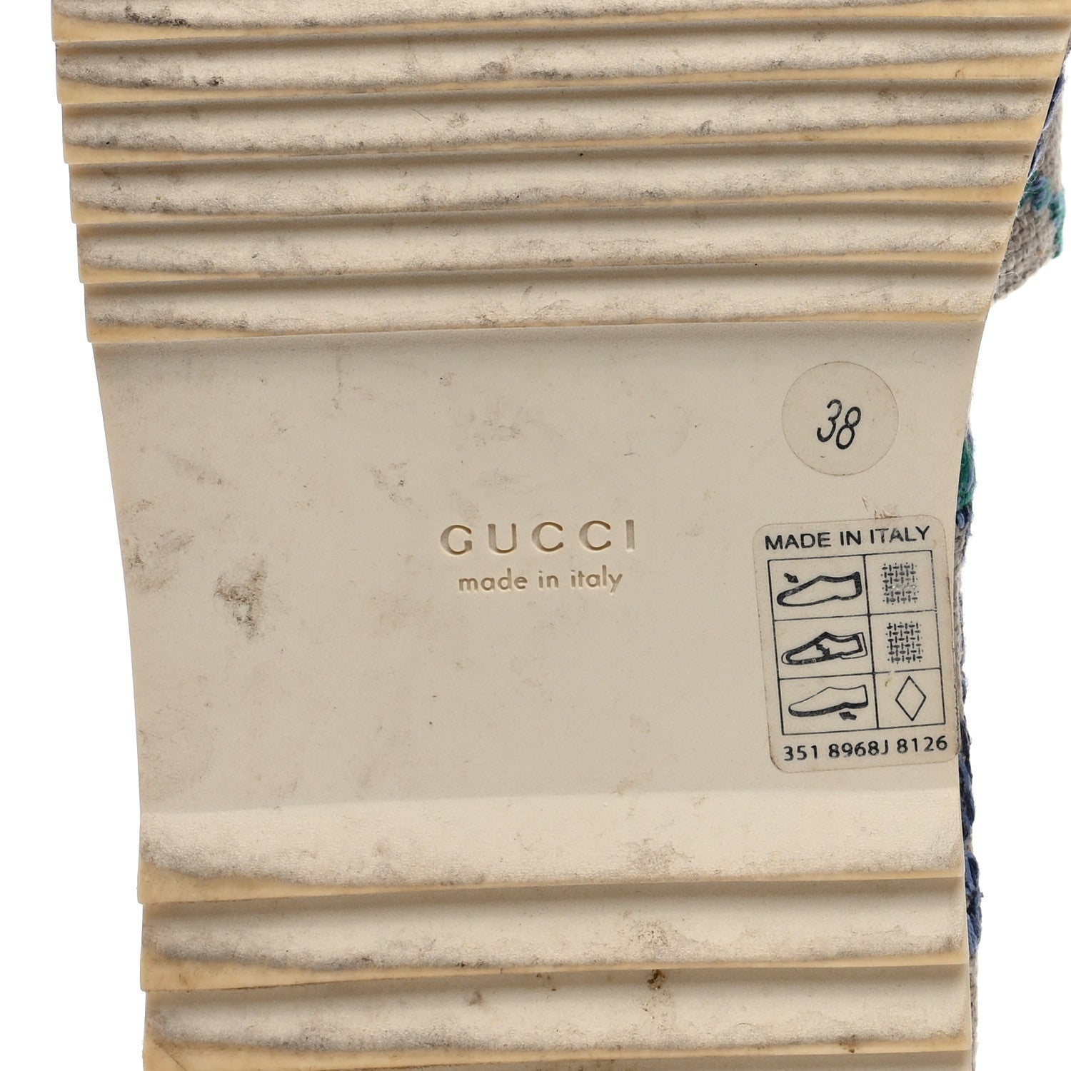 Gucci Linen Psychedelic Mini GG Monogram Angelina Platform 55mm Slide Sandals 38 Multicolor 8 of 8