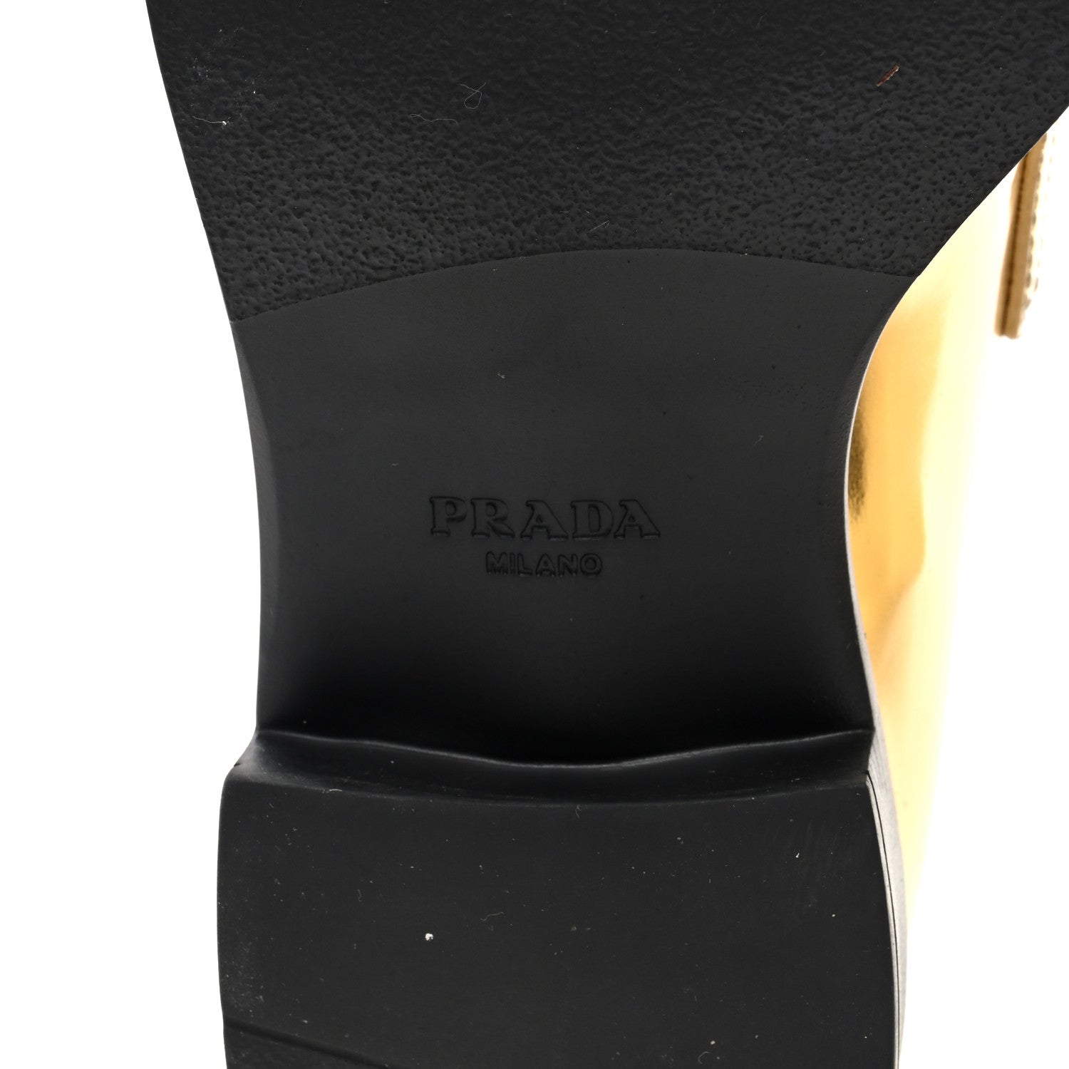 Prada Metallic Brushed Calfskin Metal Triangle Logo 50mm Loafers 39 Platino 6 of 7