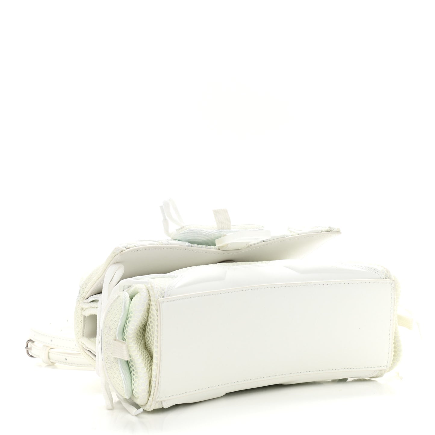 Faux Calfskin Fabric Glow In The Dark Small Sneakerhead Top Handle Bag White