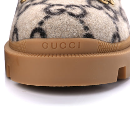 Gucci Covered Wool Big GG Monogram Womens Lace Up Combat Ankle Boots 38.5 Beige Ebony Cocoa 3 of 10