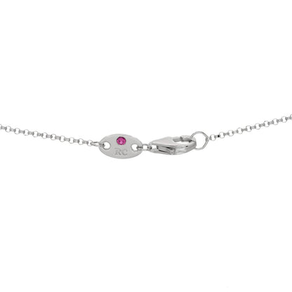 Roberto Coin 18K White Gold Diamond Ruby Princess Flower Pendant Necklace 5 of 7