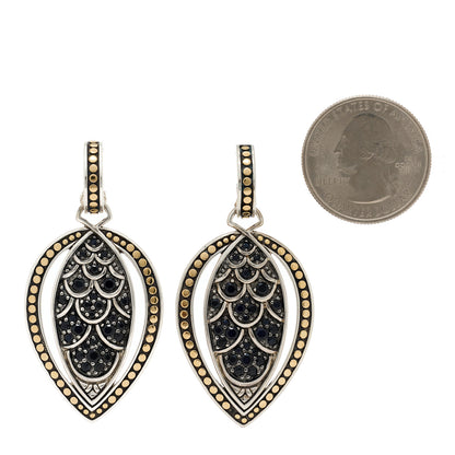 John Hardy Sterling Silver 18K Yellow Gold Black Sapphire Legends Naga Drop Earrings 2 of 5