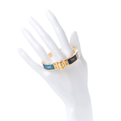 Hermes Enamel Printed Narrow Charniere Couvertures Nouvelles Hinged Bracelet S 2 of 6