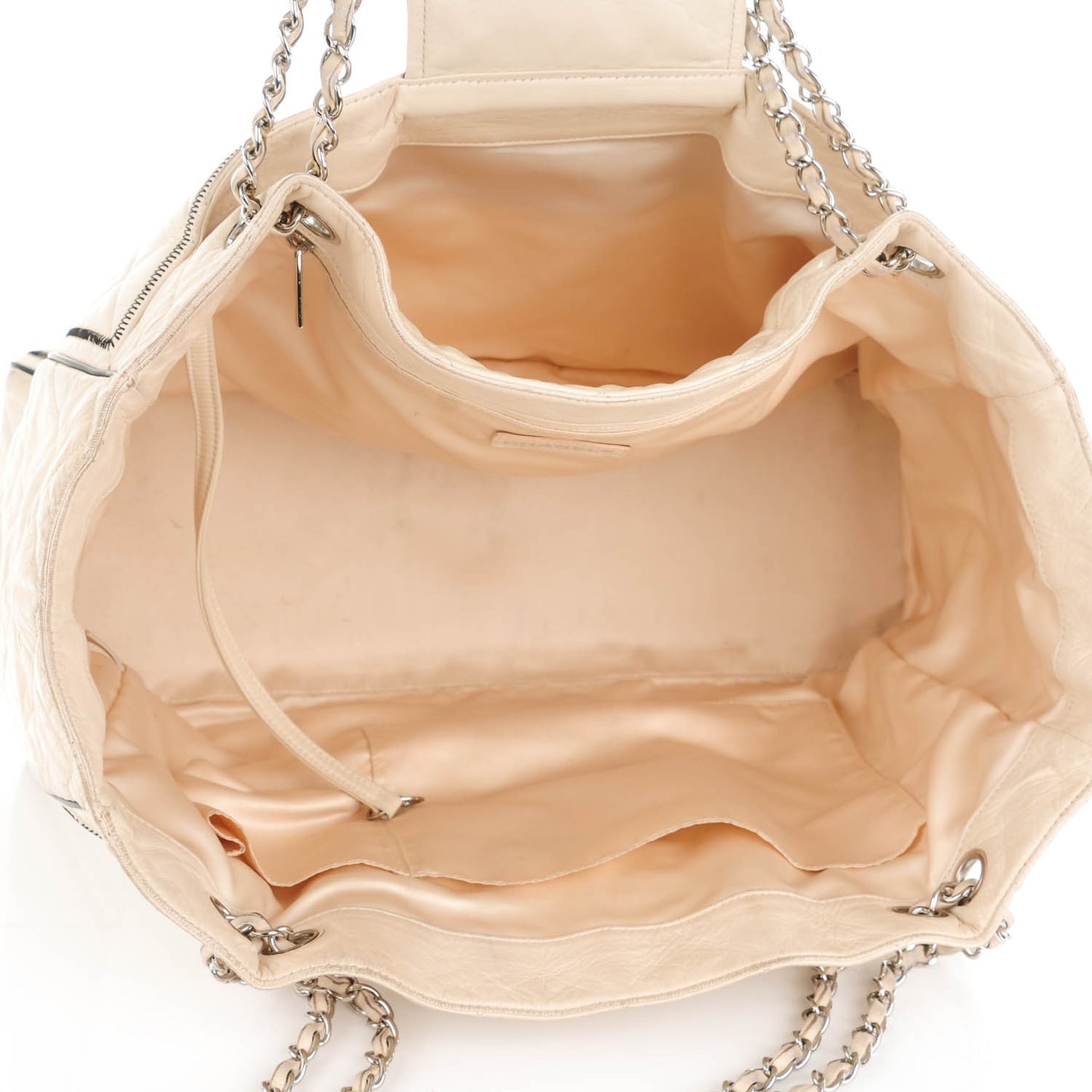 Glazed Lambskin Quilted North South XL Tote White