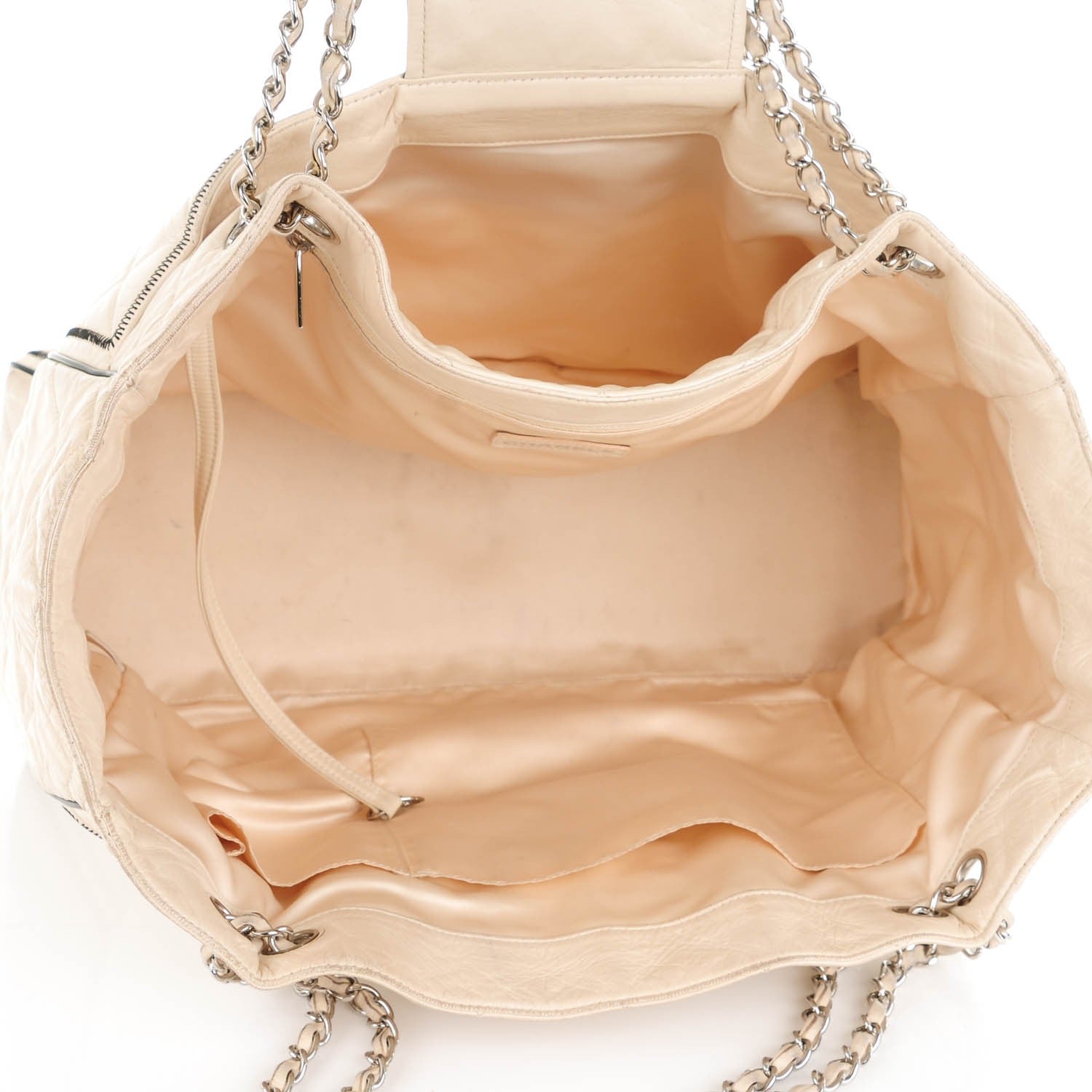 Chanel Glazed Lambskin Quilted North South XL Tote White 6 of 8