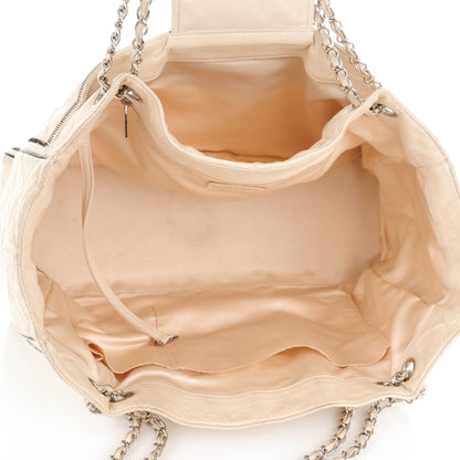Chanel Glazed Lambskin Quilted North South XL Tote White 6 of 8