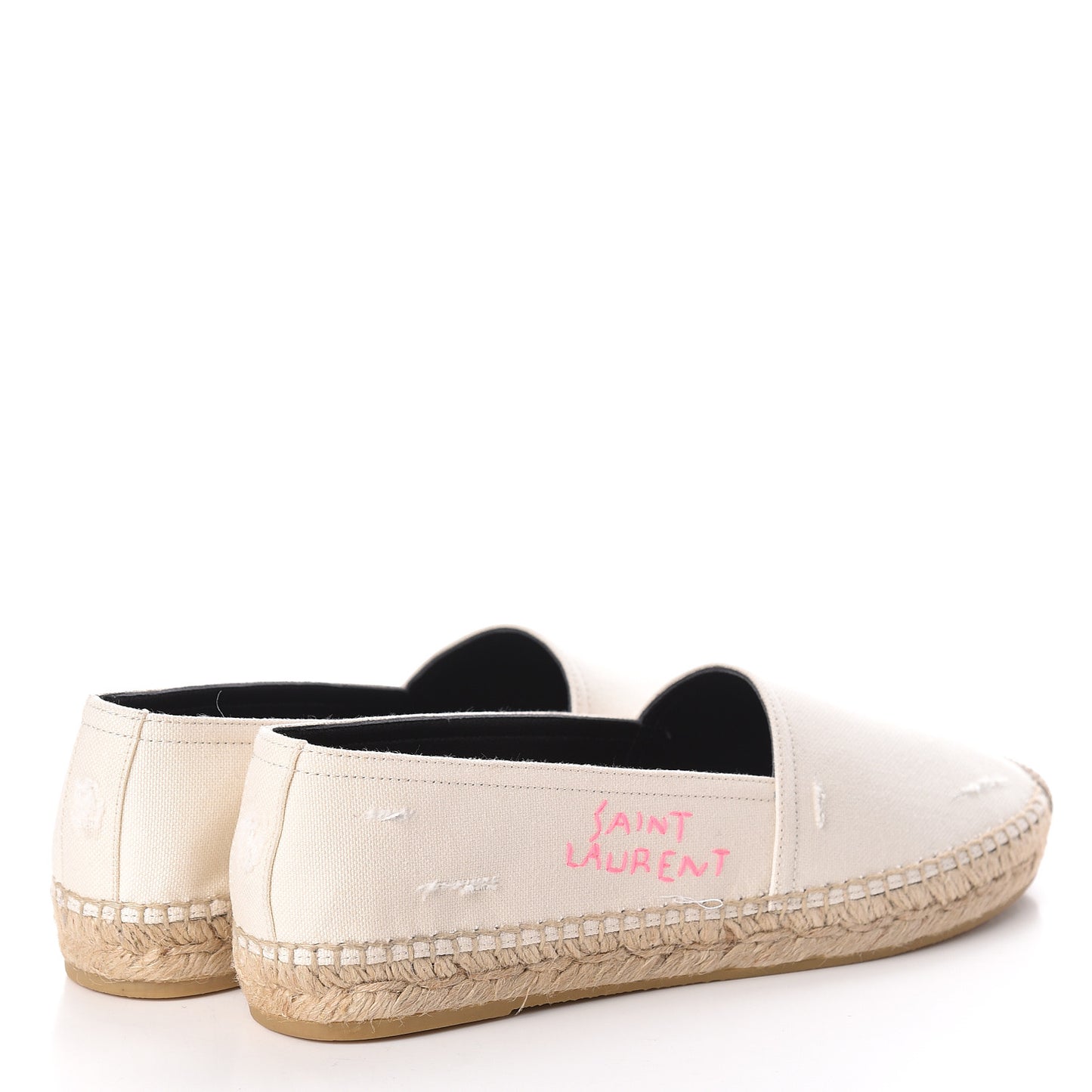 Canvas Logo Embroidered Espadrilles 37 White