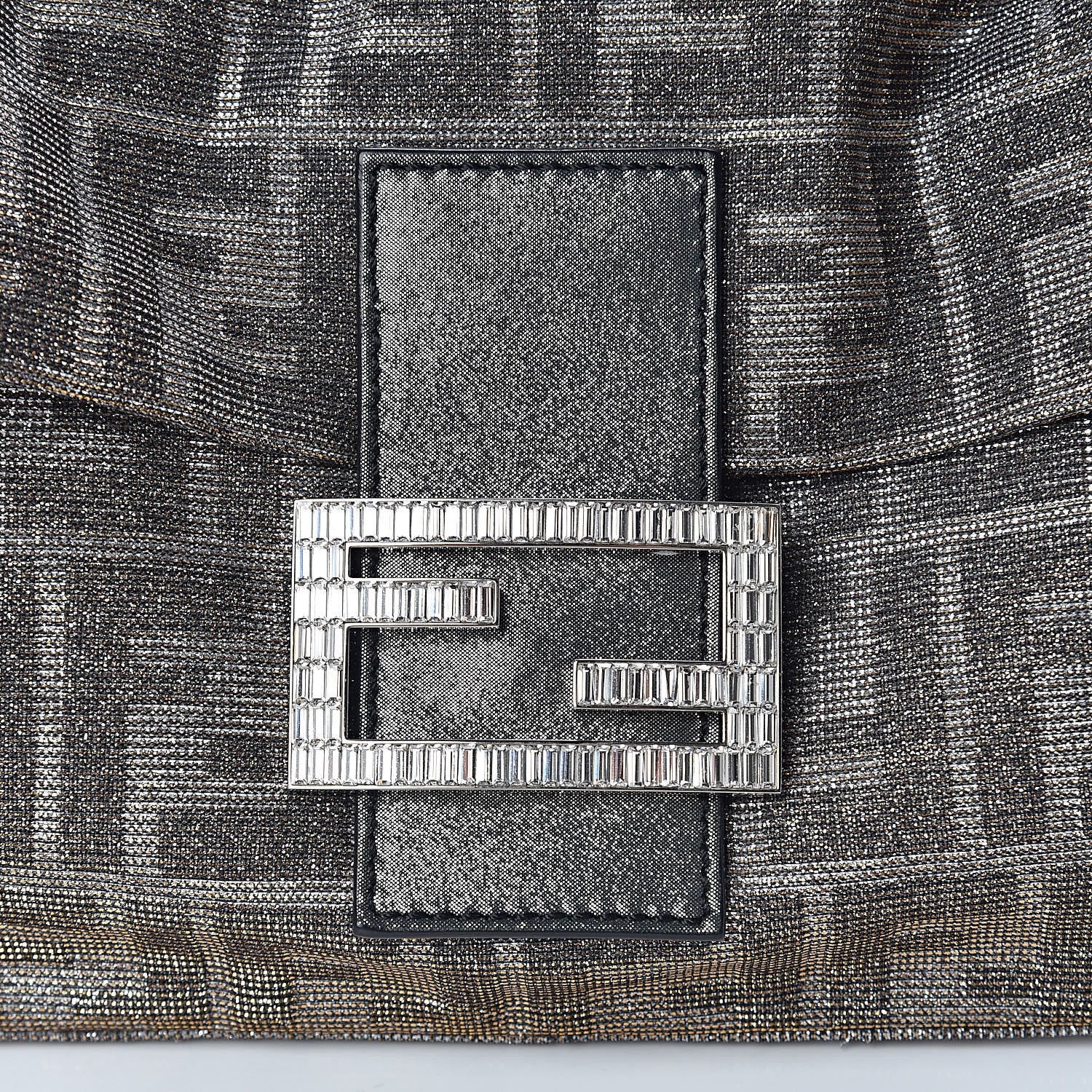 Fendi Metallic Lurex Zucca Vitello Baguette Oro Argento 8 of 10