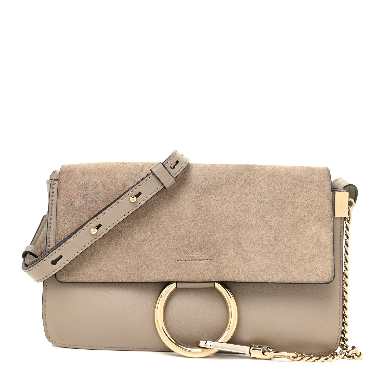 Chloe Suede Calfskin Small Faye Shoulder Bag Motty Grey 1 of 19