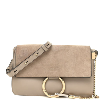 Chloe Suede Calfskin Small Faye Shoulder Bag Motty Grey 1 of 19