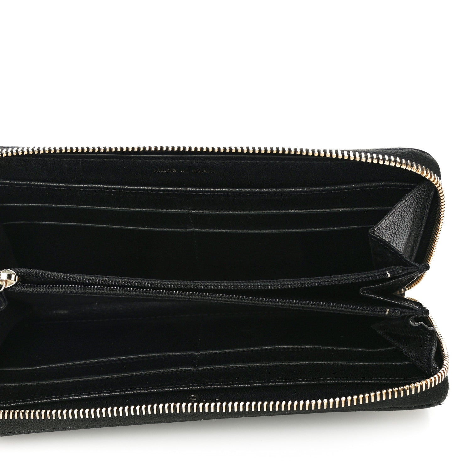 Chanel Sheepskin Chevron Quilted Mademoiselle Vintage Zip Around Wallet Black 5 of 12