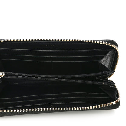 Chanel Sheepskin Chevron Quilted Mademoiselle Vintage Zip Around Wallet Black 5 of 12