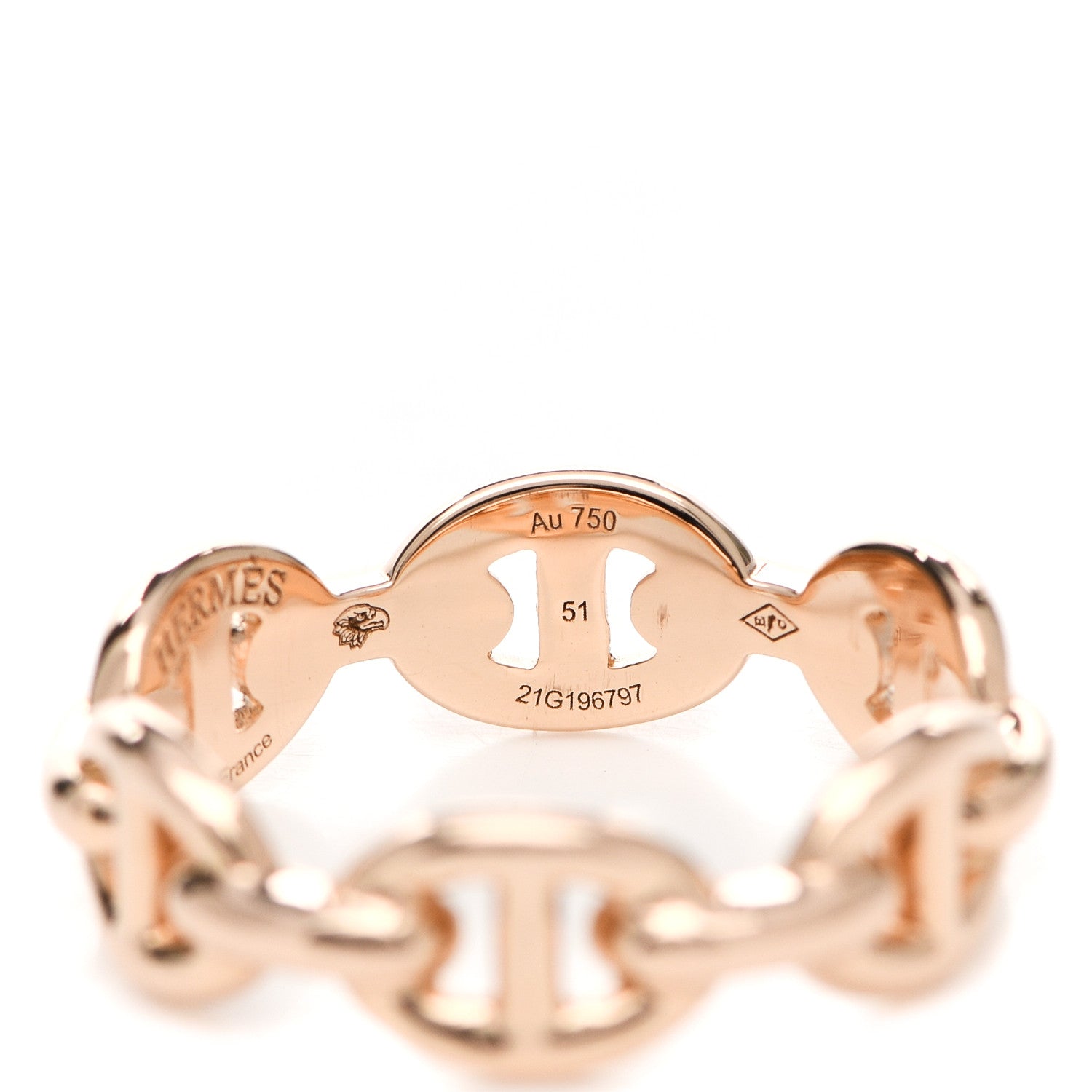 Hermes 18K Rose Gold PM Chaine D'Ancre Enchainee Ring 51 5.75 5 of 6