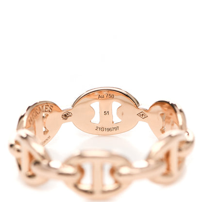 Hermes 18K Rose Gold PM Chaine D'Ancre Enchainee Ring 51 5.75 5 of 6