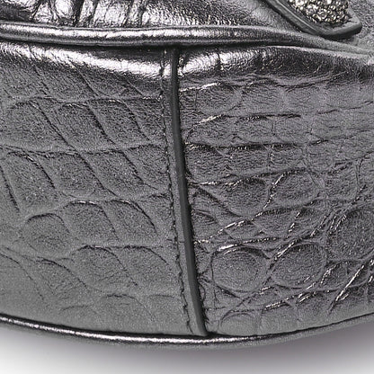 Balenciaga Extra Supple Calfskin Crystal Crocodile Embossed Le Cagole Shoulder Bag XS Gunmetal 11 of 11
