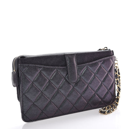 Chanel Iridescent Caviar Quilted Classic Pouch With Handle Black 3 of 8