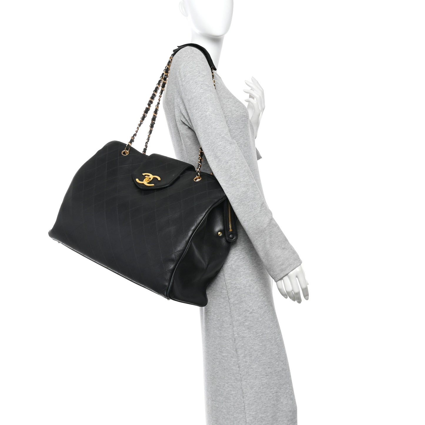 Calfskin Stitched XL Weekender Black