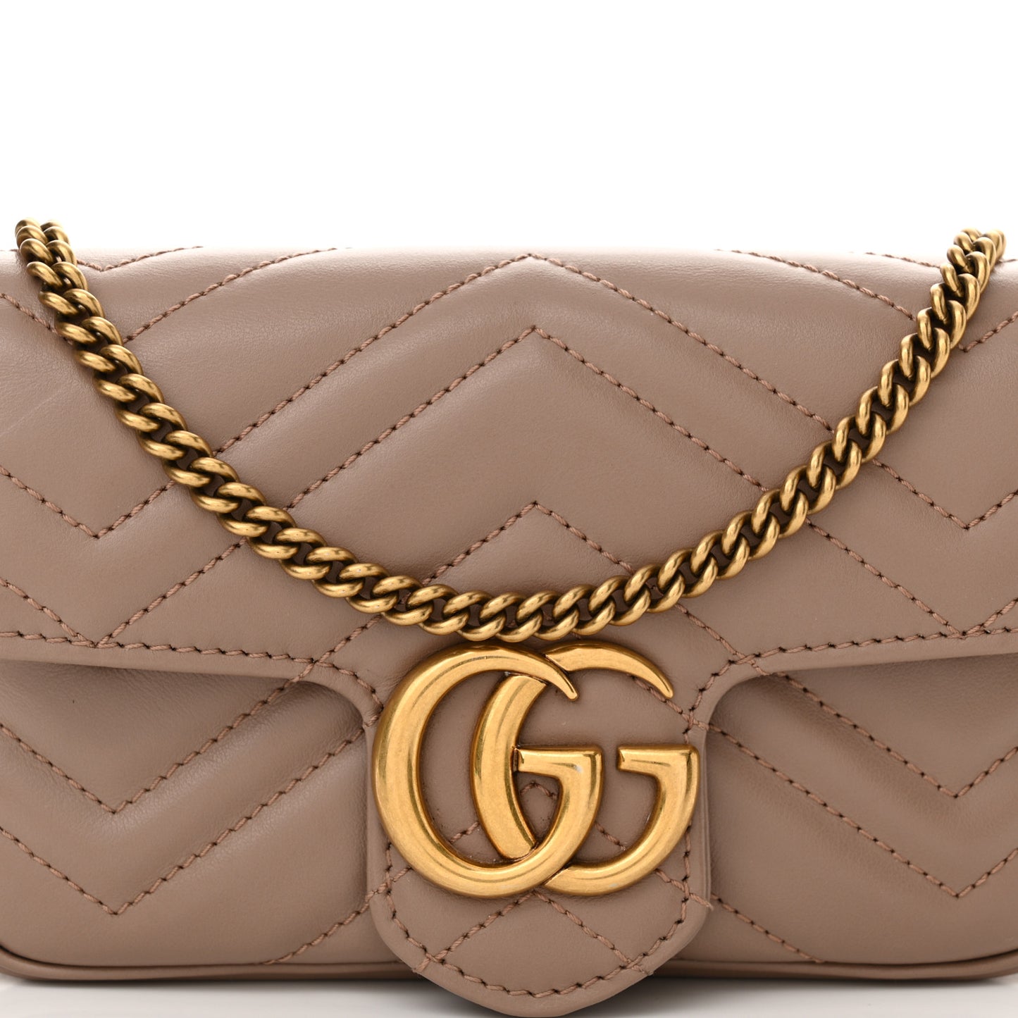 Calfskin Matelasse Super Mini GG Marmont Shoulder Bag Porcelain Rose