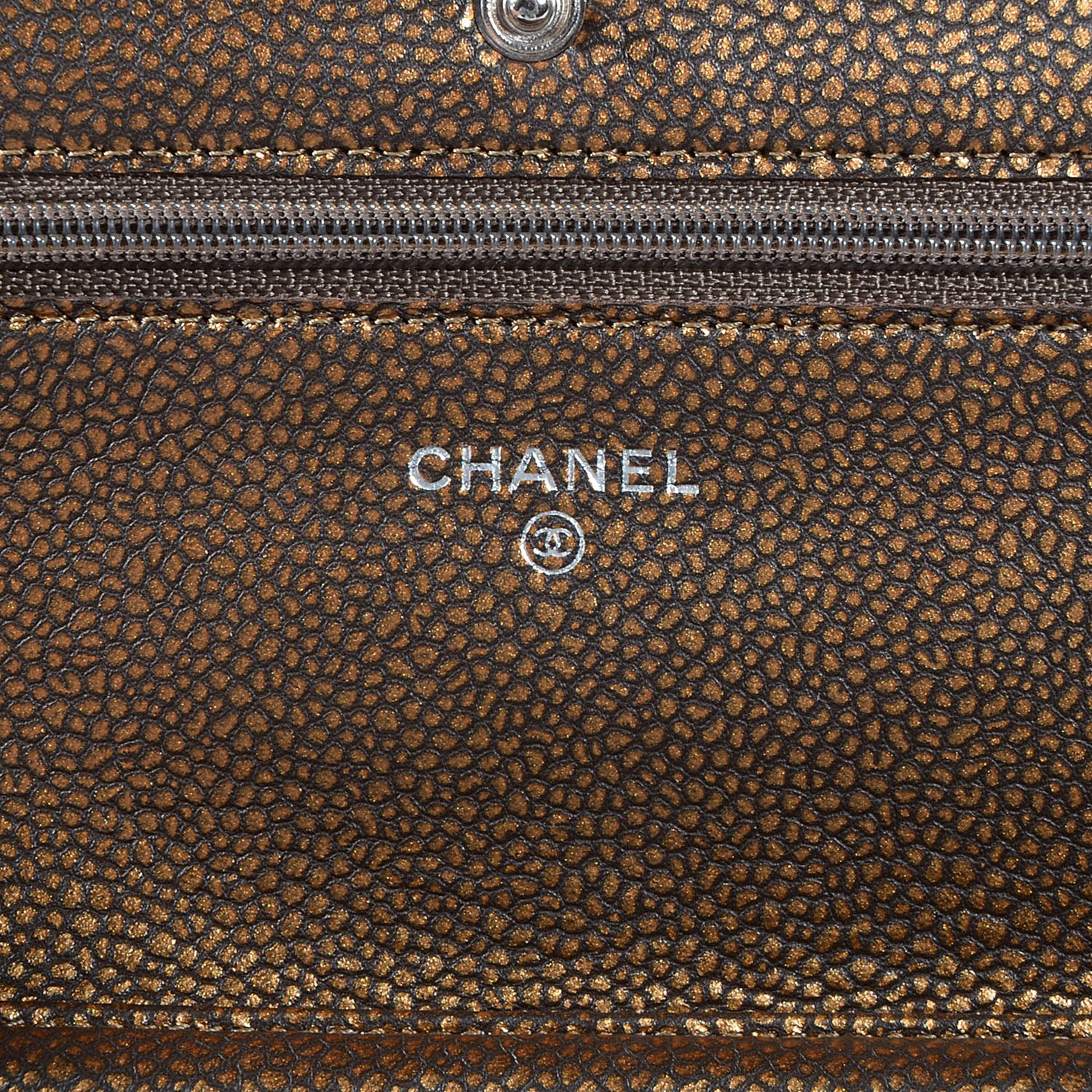 Chanel Metallic Caviar Timeless CC Wallet on Chain WOC Bronze 6 of 8