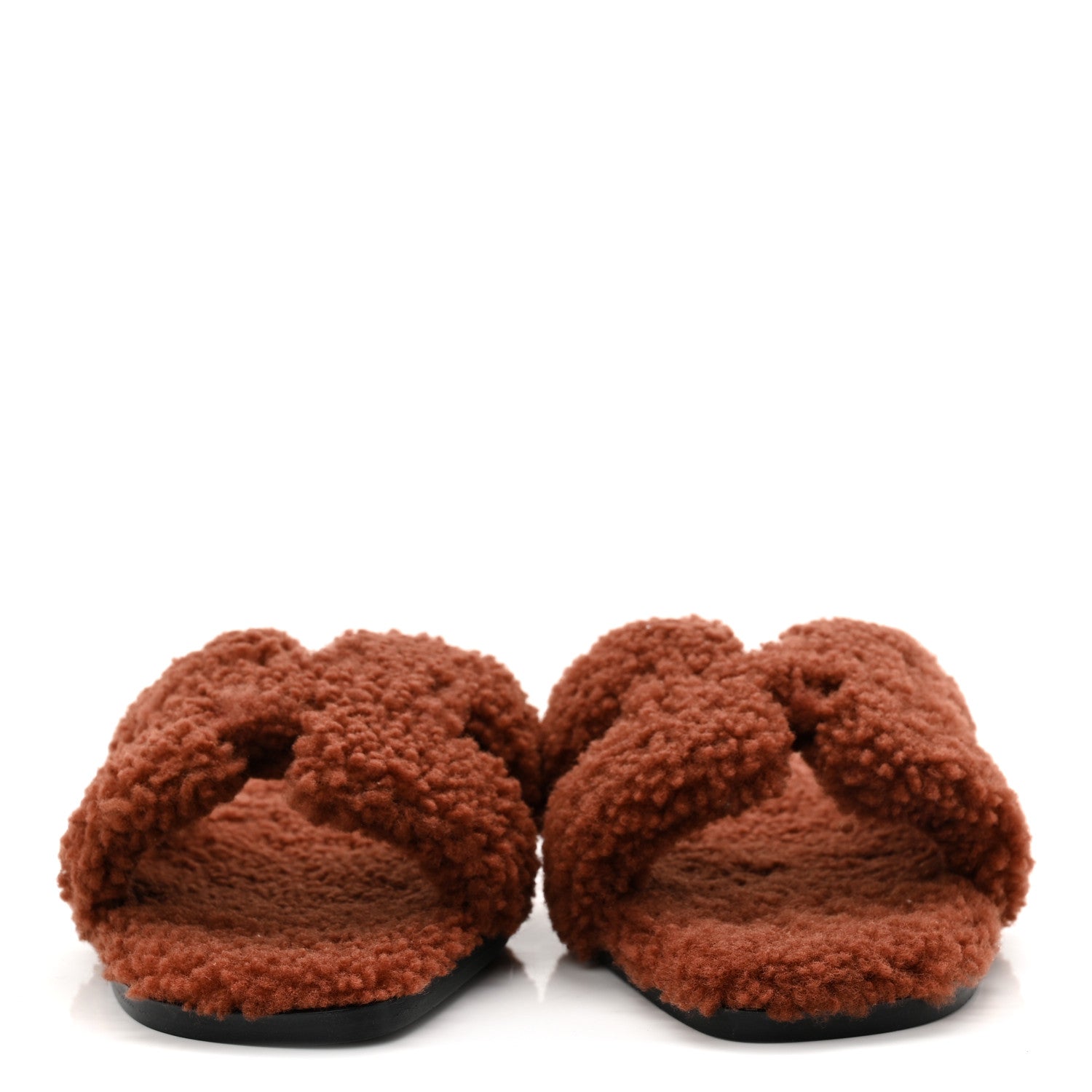 Hermes Woolskin Oran Sandals 37 Cognac 2 of 9