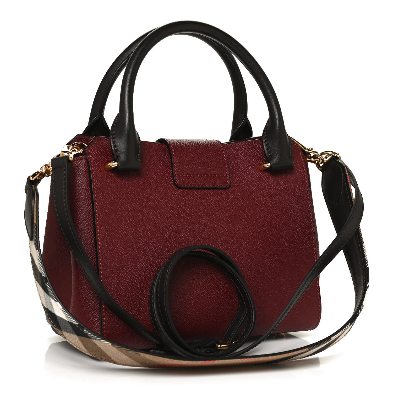 Burberry Soft Grain Calfskin Small Buckle Tote Antique Red 3 of 14