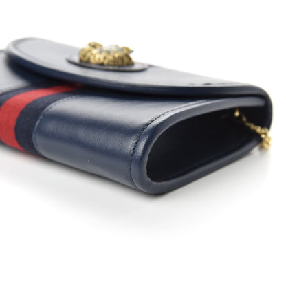 Gucci Textured Calfskin Web Mini Rajah Slim Flap Shoulder Bag Blue 8 of 10