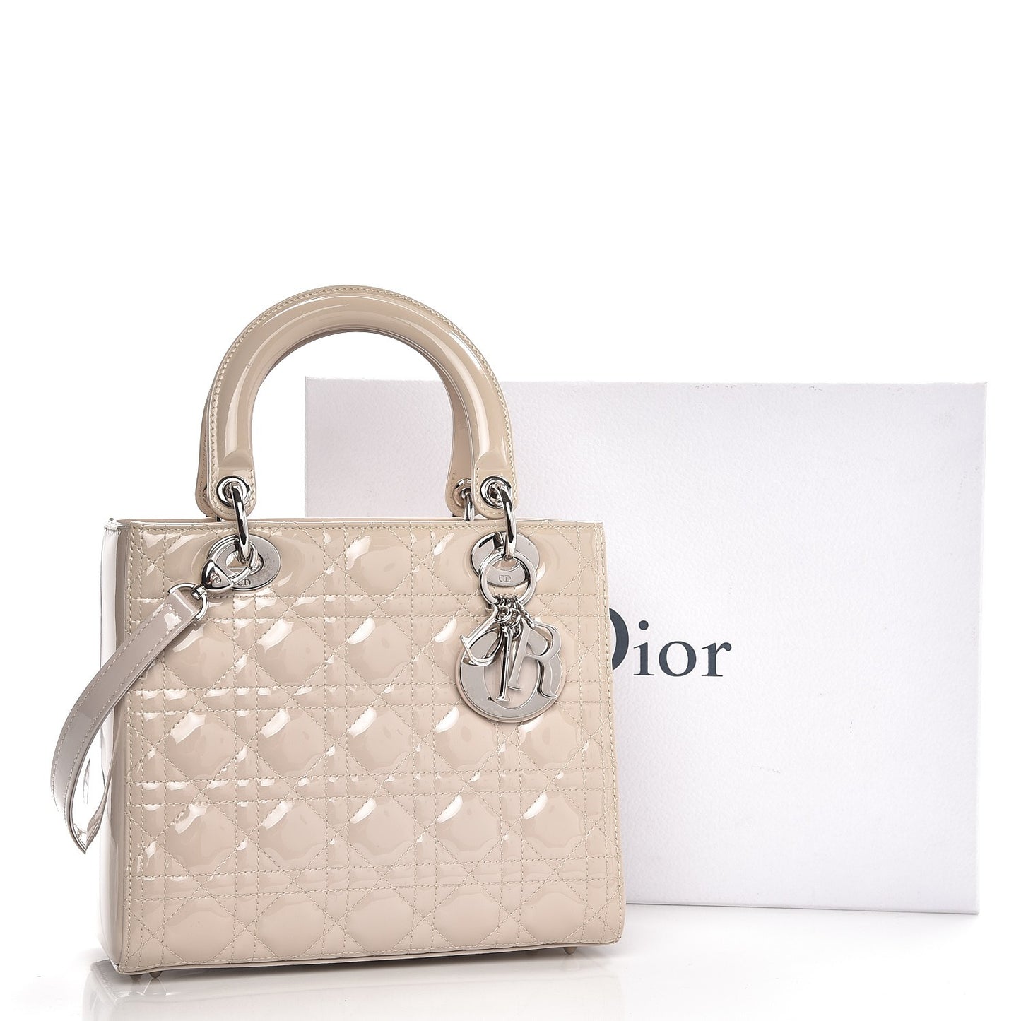 Patent Cannage Medium Lady Dior Grey