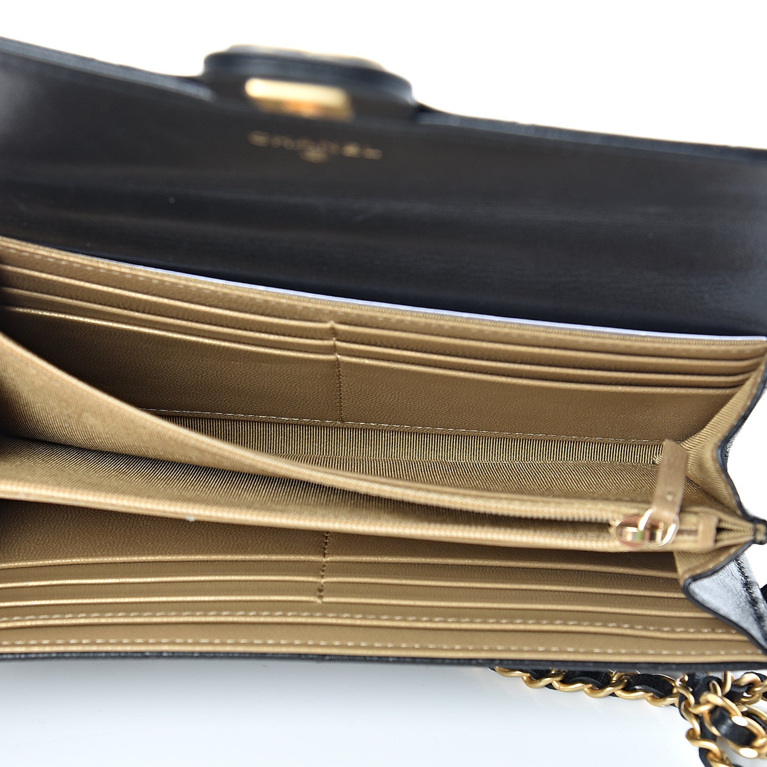 Chanel Goatskin Quilted Chic Pearls Clutch With Chain Black 4 of 12